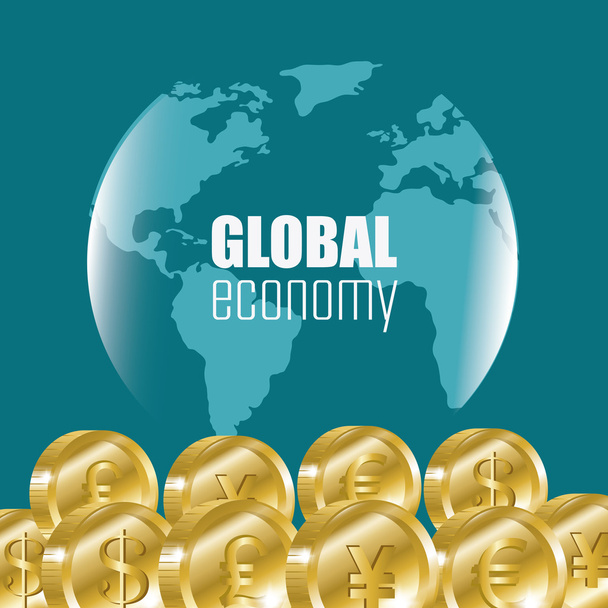 Globální ekonomika, peníze a obchod - Vektor, obrázek