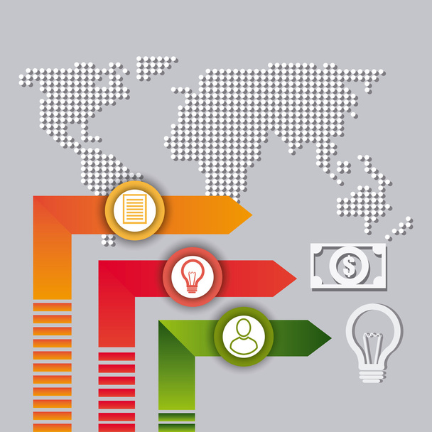 Conexiones mundiales e infografía empresarial
 - Vector, Imagen