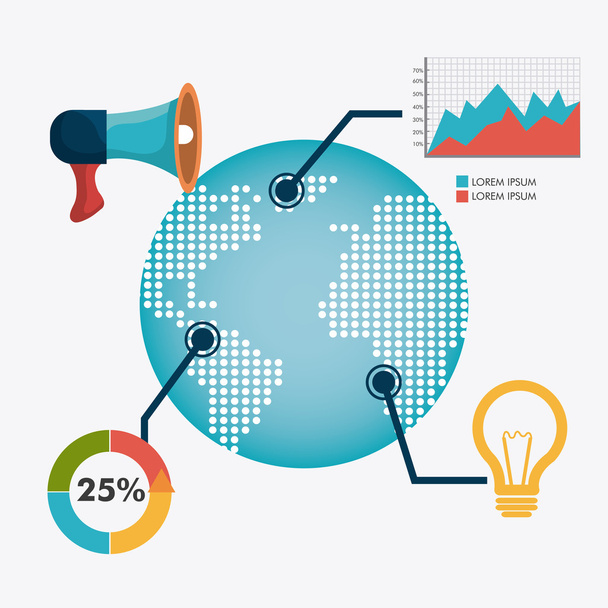Conexões mundiais e infográfico de negócios
 - Vetor, Imagem