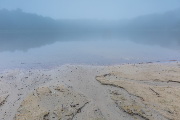 Rivage du lac brumeux automnal
. - Photo, image