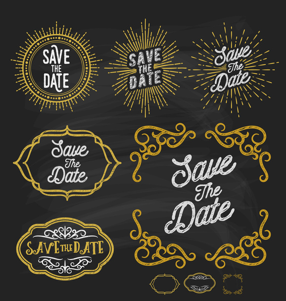 Save the date frame border chalkboard style - Vector, Image