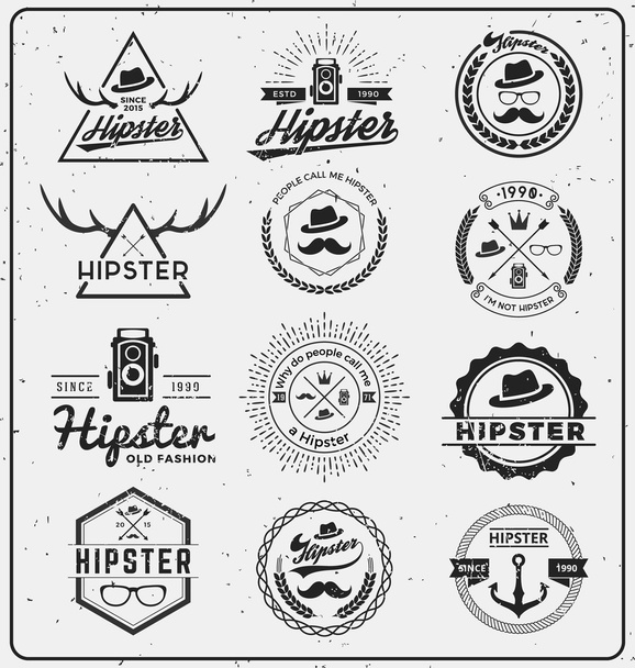 Set of hipster badge logo design element. - Διάνυσμα, εικόνα