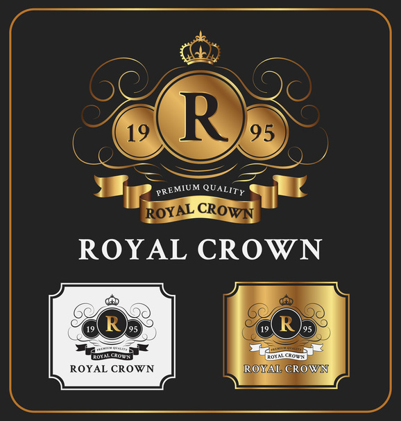 Heraldic Crest Logo Template Design. Retro Vintage Royal Luxury Elegant crests - Vektör, Görsel
