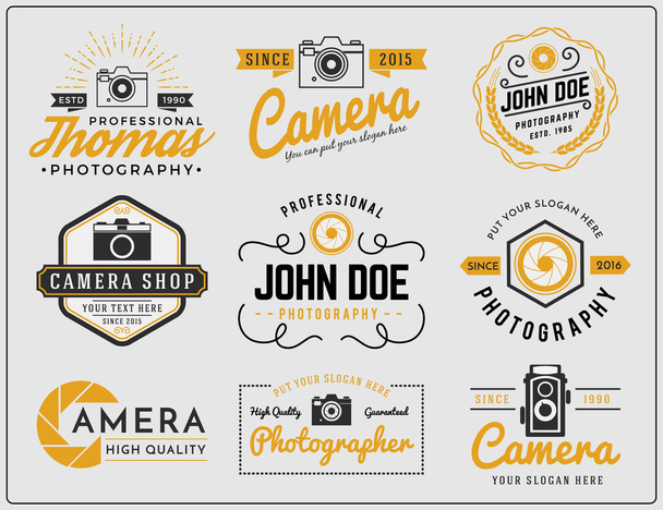 Conjunto de fotografia de cores de dois tons e logotipo do serviço de câmera
 - Vetor, Imagem