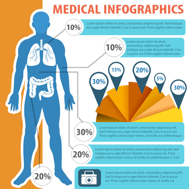 Medical infographic with human anatomy - Vector, Image
