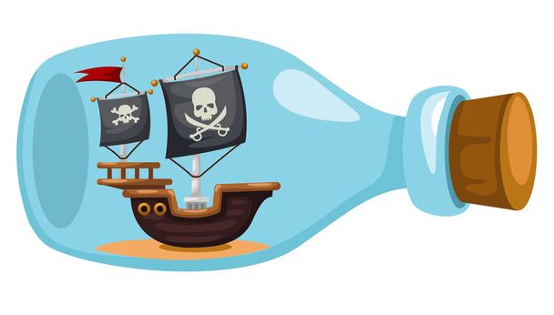 Pirátská loď v láhvi - Vektor, obrázek
