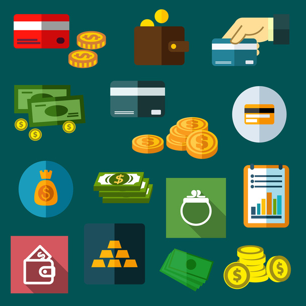 Finance, business and money flat icons - Vektor, obrázek