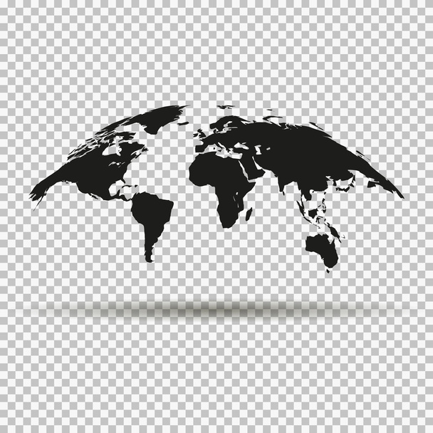 Μοντέρνα κυρτή χάρτη του κόσμου σε μαύρο χρώμα - Διάνυσμα, εικόνα