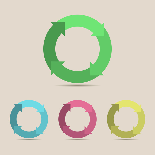 Vierteiliges Zyklusdiagramm in einer Farbe - Vektor, Bild