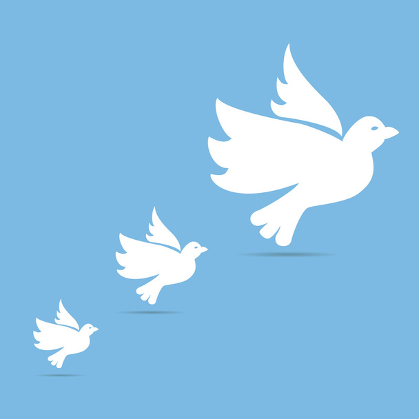 Cuatro palomas blancas de paz volando
 - Vector, Imagen