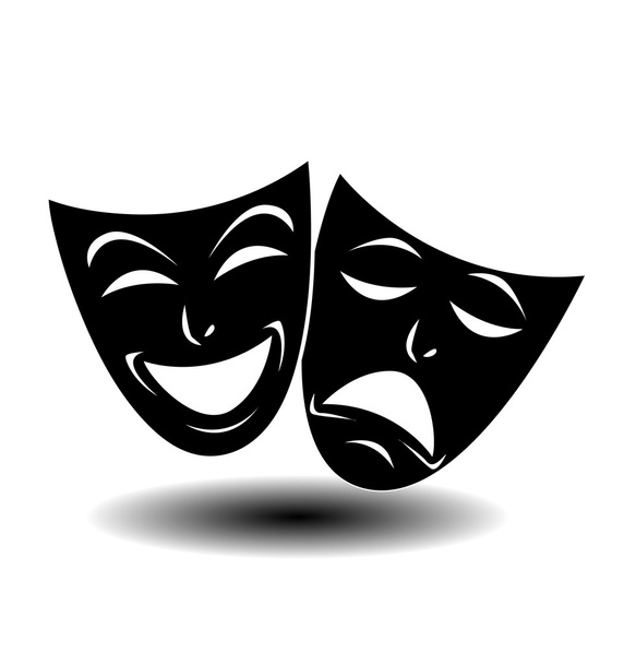Theater icon with happy and sad masks - Vetor, Imagem