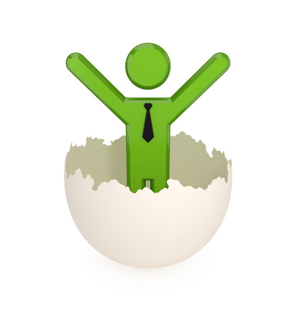 3D piccola persona in un guscio d'uovo incrinato
. - Foto, immagini