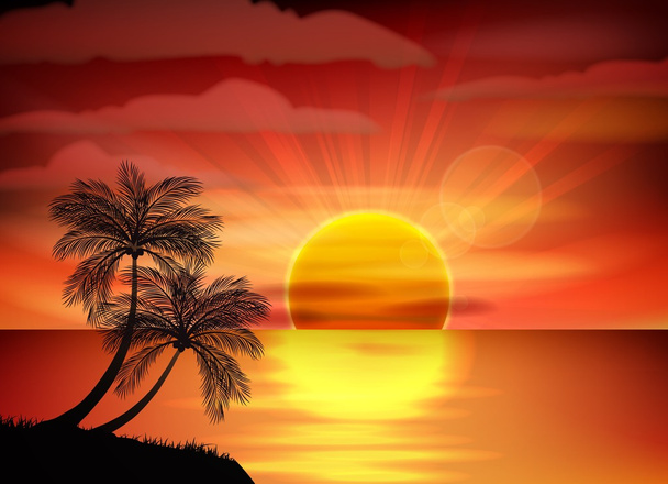 Sonnenaufgang auf dem Meer - Vektor, Bild