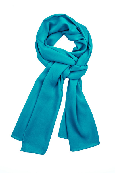 modré hedvábí šátek izolované na bílém pozadí. - Fotografie, Obrázek