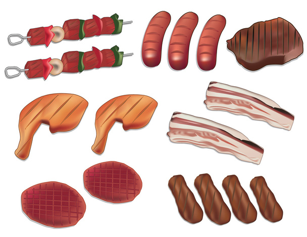 grill and meat vector illustration - Vector, Image