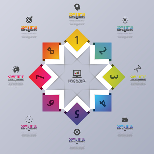 Vektorkreis-Infografiken mit Symbolen. Vorlage für die Präsentation. Diagrammkonzept mit 8 Teilen - Vektor, Bild