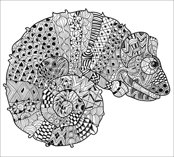 Ruky nakreslené doodle osnovy chameleon. - Vektor, obrázek