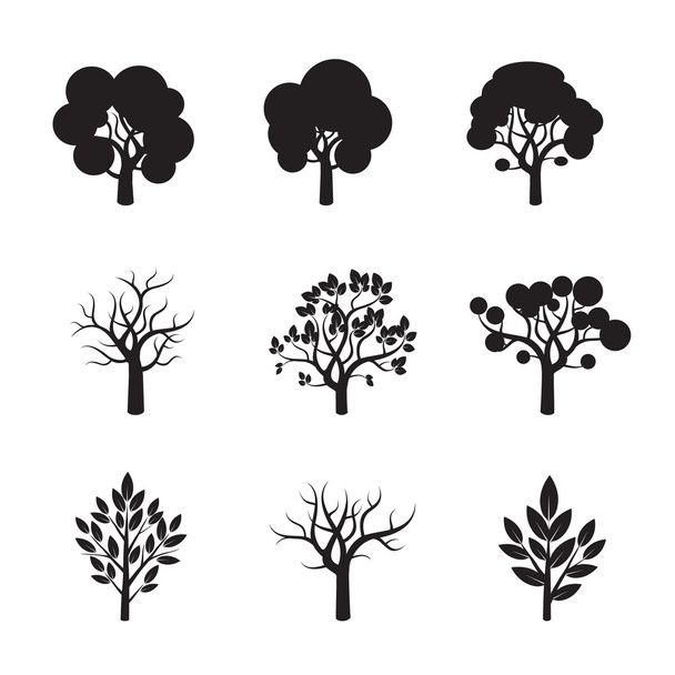 Set di icone dell'albero vettoriale nero
 - Vettoriali, immagini