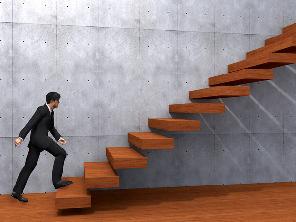 Бизнесмен карабкается по лестнице
 - Фото, изображение