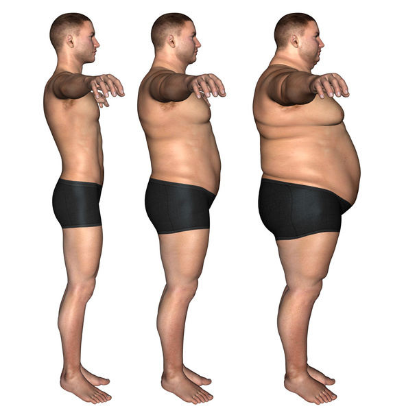 overgewicht vs slank jonge man - Foto, afbeelding