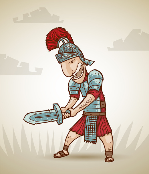 Rome warrior exercising with sword - Vector, imagen