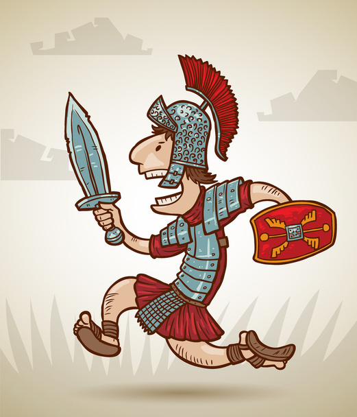 Running warrior rome - Вектор,изображение