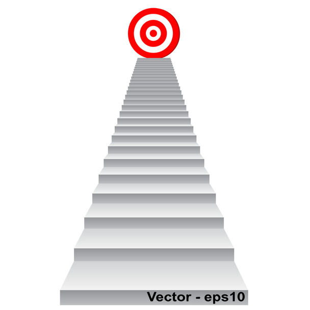 conceptual red target on stair for success - Vector, Image