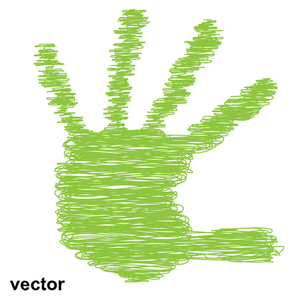 Conceptuele schets kind hand afdrukken - Vector, afbeelding