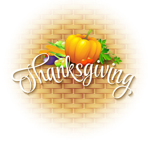 Thanksgiving Card wicker basket background. Vector illustration - Vector, Image