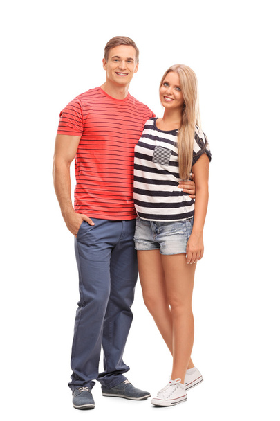 Casual young couple hugging and posing - Photo, Image
