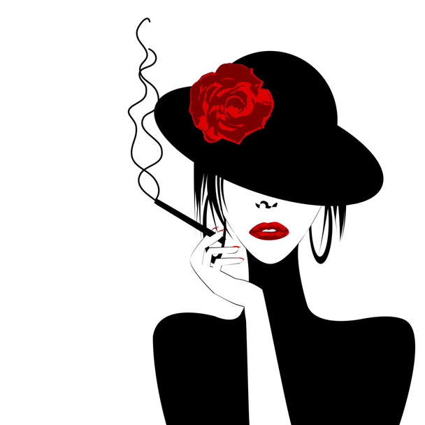 Sexy woman with a cigar - Vector, Image