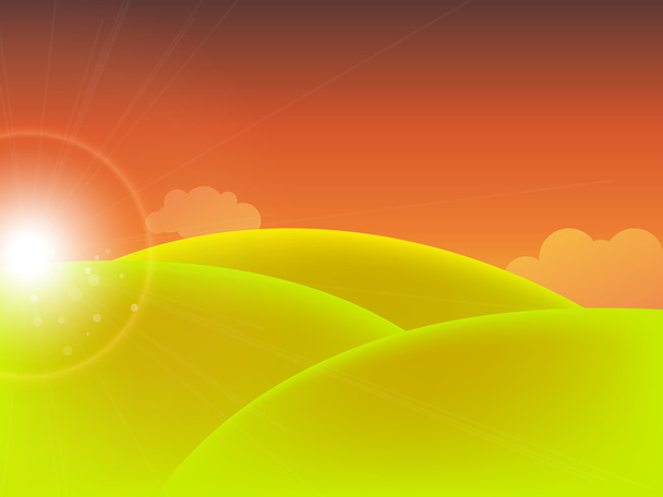 Vector background of field at sunset. - Vector, Image