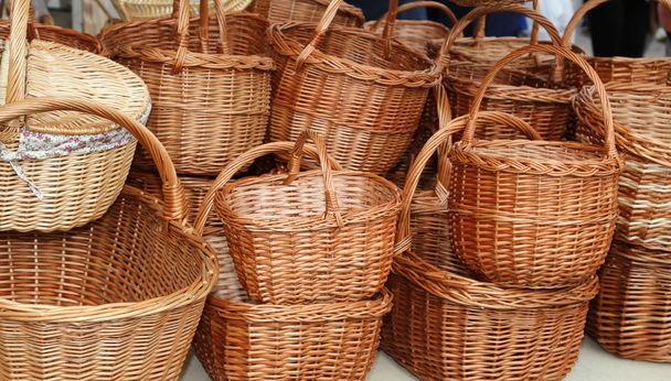 Wicker baskets handcrafted by a skilled craftsman - Photo, Image