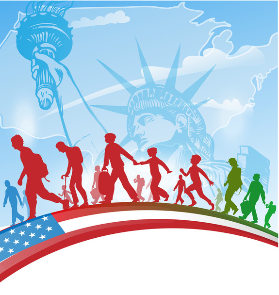 Amerikaanse volk immigratie achtergrond - Vector, afbeelding