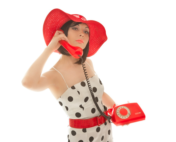 Woman with telephone - Φωτογραφία, εικόνα