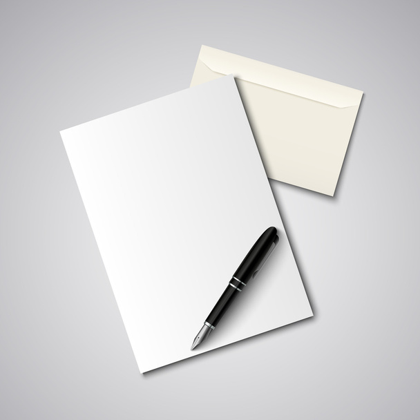 Envelope with paper and pen template - Vector, afbeelding