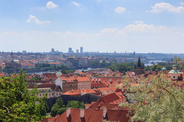 View of Prague cityscape with river Vltava in sunshine - Foto, Imagen