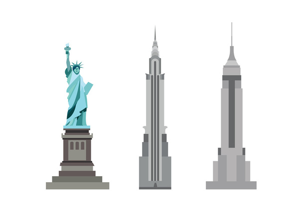 アメリカの摩天楼と自由の女神像 - ベクター画像