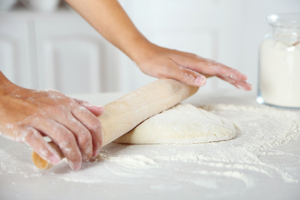 Making dough  by female hands - Foto, Bild