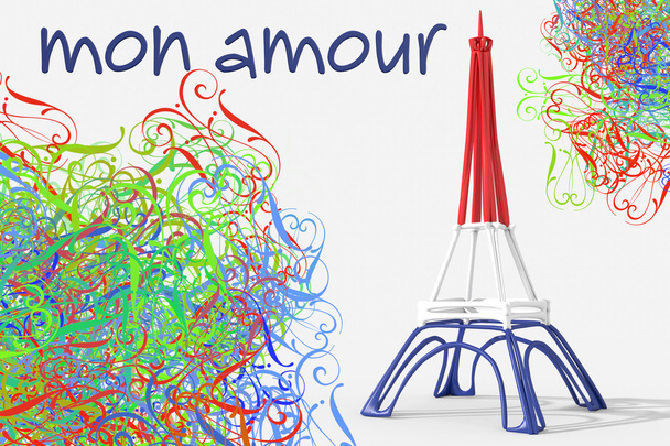 Paris mon amour with Eiffel tower - Photo, Image