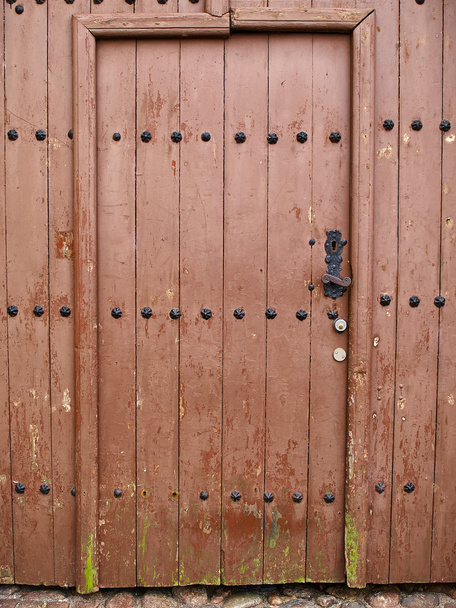 Old vintage wooden brown house door - Photo, Image