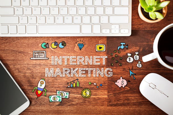 Internet Marketing concept with workstation - Photo, Image