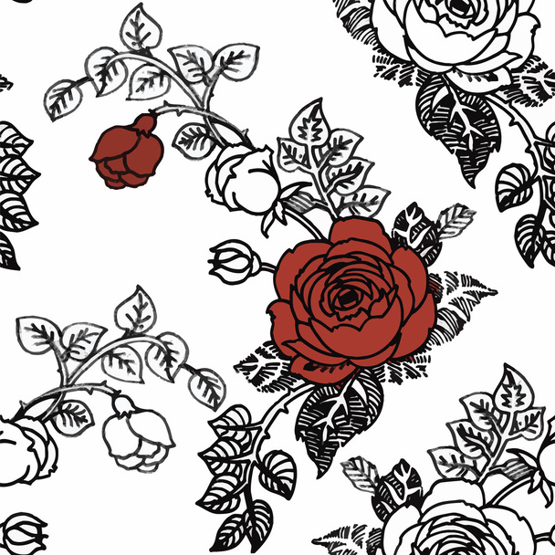 Watercolor seamless pattern with roses. Background for web pages, wedding invitations, save the date cards. - Vector, Image