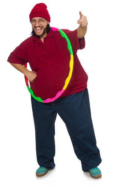 Человек с избыточным весом изолирован от белого - Фото, изображение