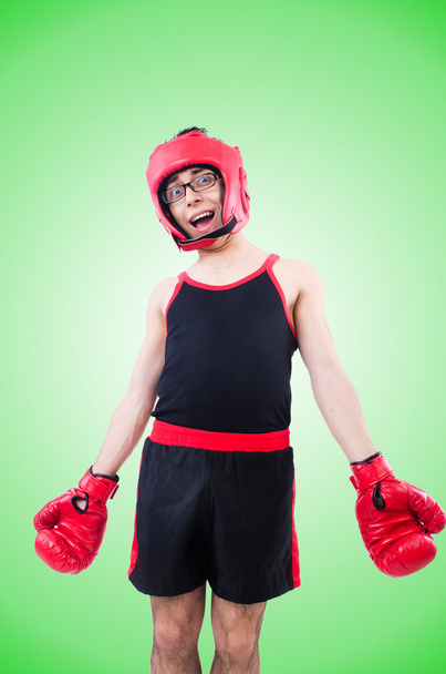 Funny boxer isolated on the green background - Photo, Image