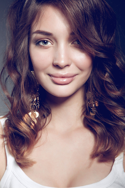 Close up portrait of beautiful young woman face. - Fotografie, Obrázek