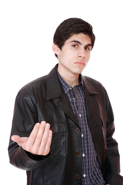 A handsome man in a leather jacket - Foto, Imagem