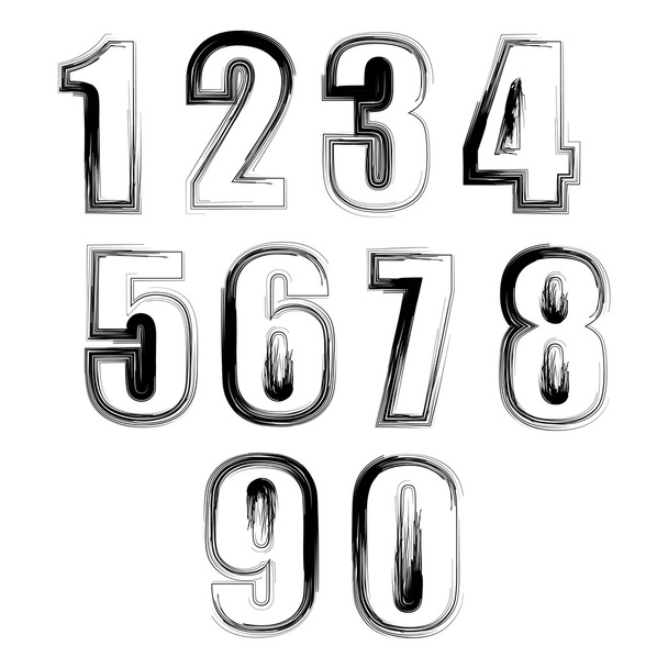 Set of Grunge Numbers - Vector, Image