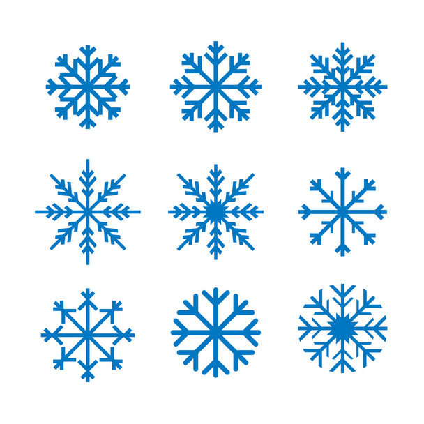 Σύνολο μπλε νιφάδων χιονιού - Διάνυσμα, εικόνα