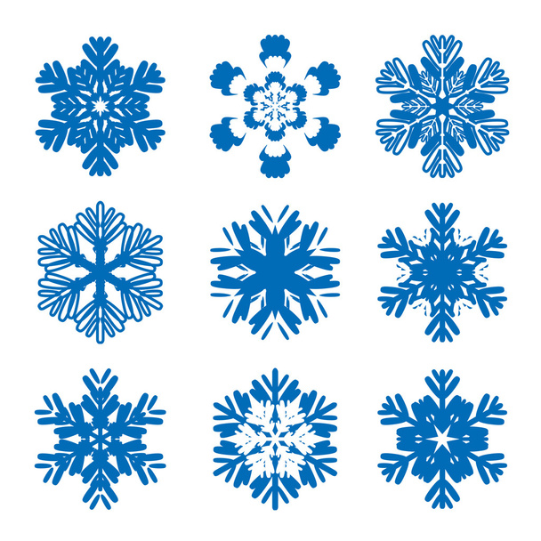 Set of blue vector snowflakes - Vector, Image